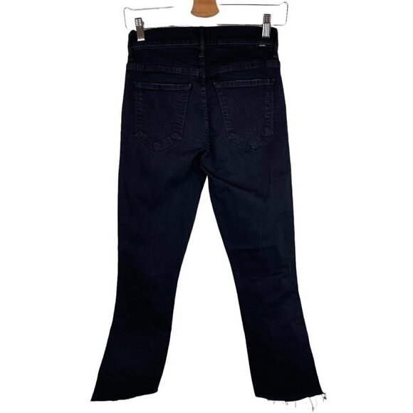Mother The Insider High-Rise Crop Step Fray Guilty Racer Stripe Jeans Black Size - Picture 11 of 12